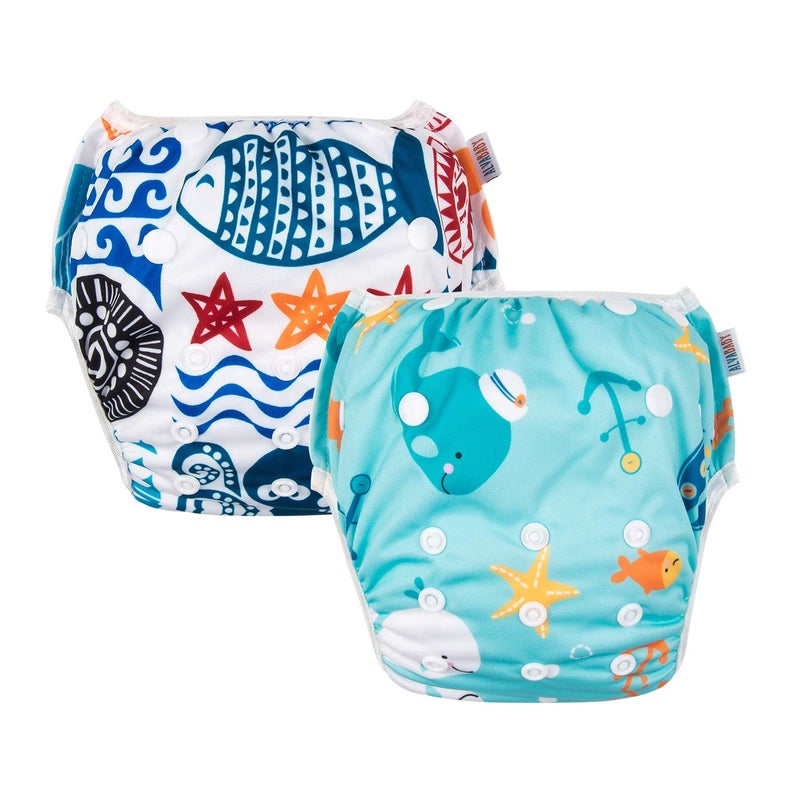 ALVABABY Swim Diapers Large Size 2pcs Pack Reuseable &Adjustable Baby BoyZDYK05-06 - Image 2